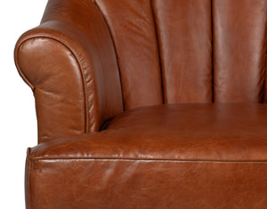 Sarreid Scoth Swivel Chair In Luxurious Havana Brown Distilled Leather For Ultimate Comfort And Style Brown  53895
