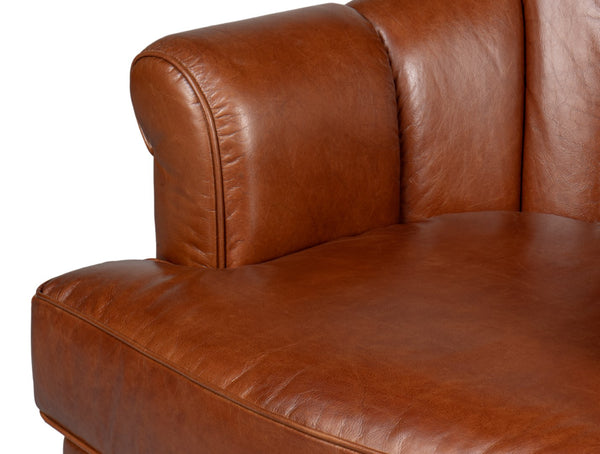 Sarreid Scoth Swivel Chair In Luxurious Havana Brown Distilled Leather For Ultimate Comfort And Style Brown  53895