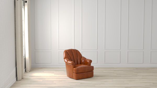 Sarreid Scoth Swivel Chair In Luxurious Havana Brown Distilled Leather For Ultimate Comfort And Style Brown  53895