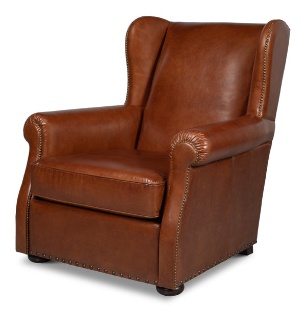Sarreid London Dry Accent Chair - Stylish Havana Brown Leather Design For Modern Home Decor And Comfort Brown  53896