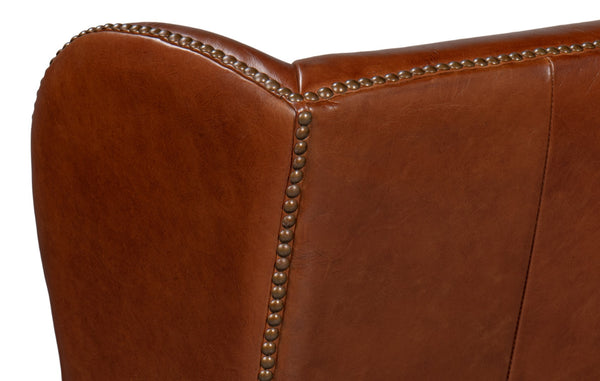 Sarreid London Dry Accent Chair - Stylish Havana Brown Leather Design For Modern Home Decor And Comfort Brown  53896