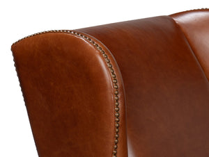 Sarreid London Dry Accent Chair - Stylish Havana Brown Leather Design For Modern Home Decor And Comfort Brown  53896