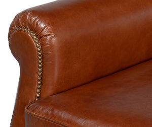 Sarreid London Dry Accent Chair - Stylish Havana Brown Leather Design For Modern Home Decor And Comfort Brown  53896