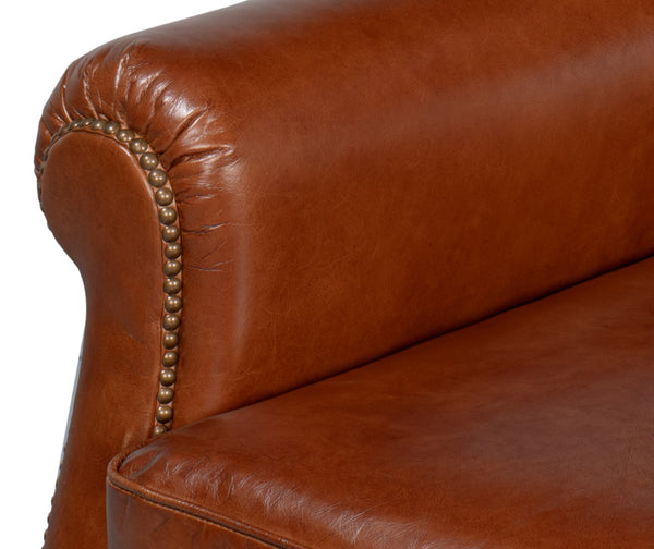 Sarreid London Dry Accent Chair - Stylish Havana Brown Leather Design For Modern Home Decor And Comfort Brown  53896