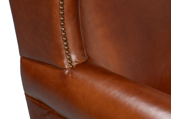 Sarreid London Dry Accent Chair - Stylish Havana Brown Leather Design For Modern Home Decor And Comfort Brown  53896