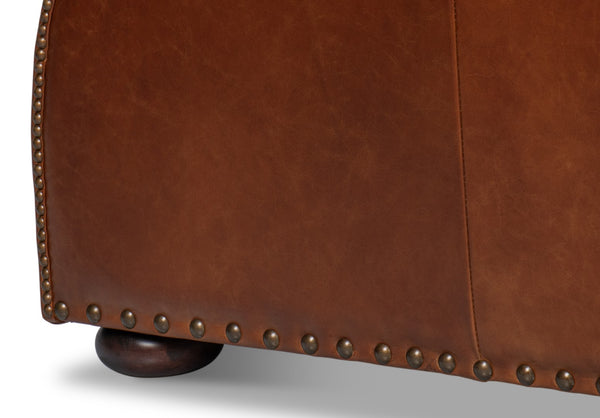 Sarreid London Dry Accent Chair - Stylish Havana Brown Leather Design For Modern Home Decor And Comfort Brown  53896