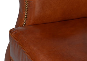 Sarreid London Dry Accent Chair - Stylish Havana Brown Leather Design For Modern Home Decor And Comfort Brown  53896
