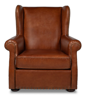Sarreid London Dry Accent Chair - Stylish Havana Brown Leather Design For Modern Home Decor And Comfort Brown  53896