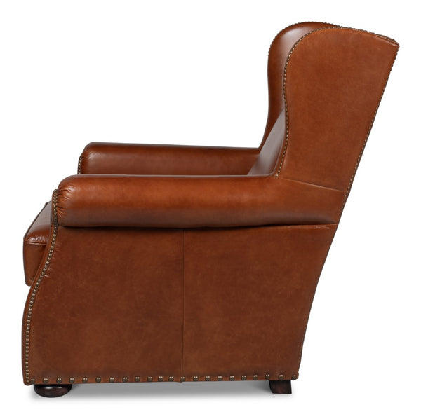 Sarreid London Dry Accent Chair - Stylish Havana Brown Leather Design For Modern Home Decor And Comfort Brown  53896