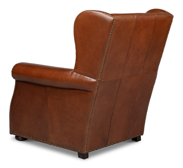 Sarreid London Dry Accent Chair - Stylish Havana Brown Leather Design For Modern Home Decor And Comfort Brown  53896