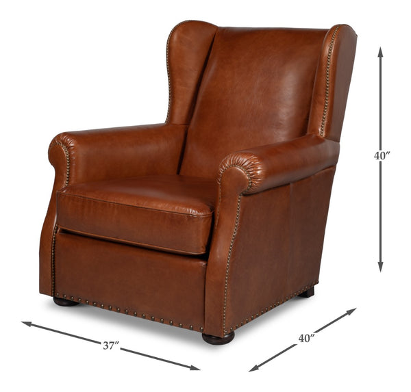 Sarreid London Dry Accent Chair - Stylish Havana Brown Leather Design For Modern Home Decor And Comfort Brown  53896