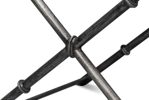 Sarreid Dalton Equestrian Bench - Stylish Gun Metal Iron & Leather Design For Modern Home Decor Needs Brown  53898