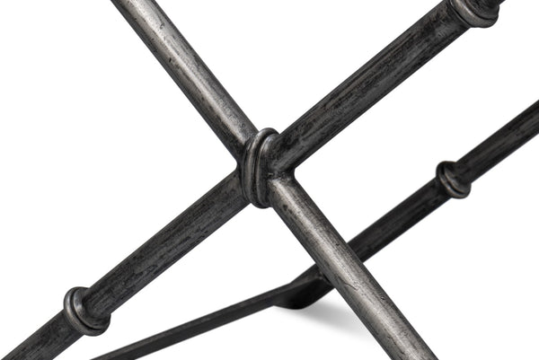 Sarreid Dalton Equestrian Bench - Stylish Gun Metal Iron & Leather Design For Modern Home Decor Needs Brown  53898