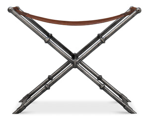 Sarreid Dalton Equestrian Bench - Stylish Gun Metal Iron & Leather Design For Modern Home Decor Needs Brown  53898