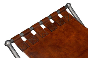 Sarreid Dalton Equestrian Bench - Stylish Gun Metal Iron & Leather Design For Modern Home Decor Needs Brown  53898