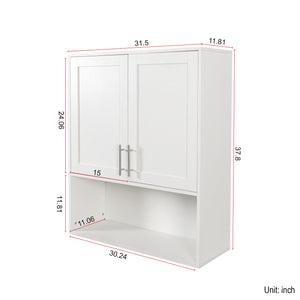 English Elm Bathroom Mirror Cabinet with Dual Tissue Slots, Adjustable Shelves, Durable Melamine Wood Finish W331P279735