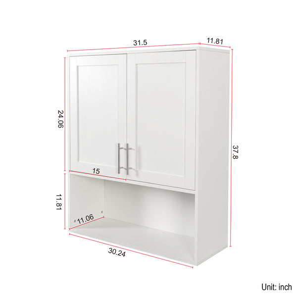English Elm Bathroom Mirror Cabinet with Dual Tissue Slots, Adjustable Shelves, Durable Melamine Wood Finish W331P279735