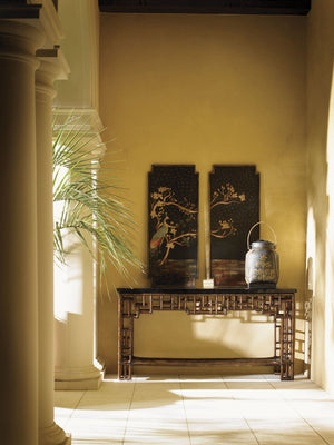 Lexington Tommy Bahama Home Mystic Console - Elegant Pan-asian Design With Ribbon Stripe Mahogany And Exotic Natural Materials Tortoise Shell  538-869