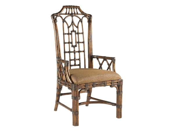 Lexington Tommy Bahama Home Pacific Rim Dining Chair - Elegant Island-inspired Design With Rattan And Mahogany For Luxe Living Tortoise Shell  538-881-01