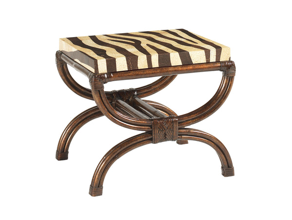 Lexington Tommy Bahama Home Striped Accent Table - Elegant Ribbon Stripe Mahogany Design With Unique Coco Shell Zebra Pattern Tortoise Shell  538-958