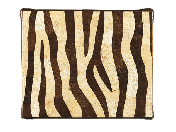 Lexington Tommy Bahama Home Striped Accent Table - Elegant Ribbon Stripe Mahogany Design With Unique Coco Shell Zebra Pattern Tortoise Shell  538-958