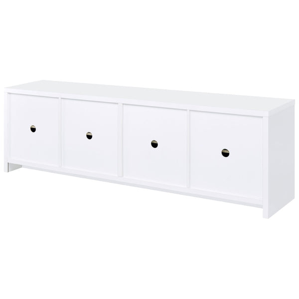 English Elm Lunetta Wide Media Console Four Door Cabinet Engineered Wood for Living Rooms White B062P447780