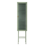 English Elm Retro Style Freestanding Metal Tall Display Cupboard With Glass Door and Three Detachable Shelves For Office, Living Room, Kitchen Console Sideboard,Bedside Entryway Mint Green (Old Sku:W68751718)