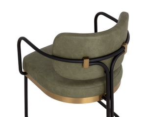 Sunpan JALEN Dining Armchair - Modern Elegance with Gold Accents, Comfortable Faux Leather & Durable Design 112393