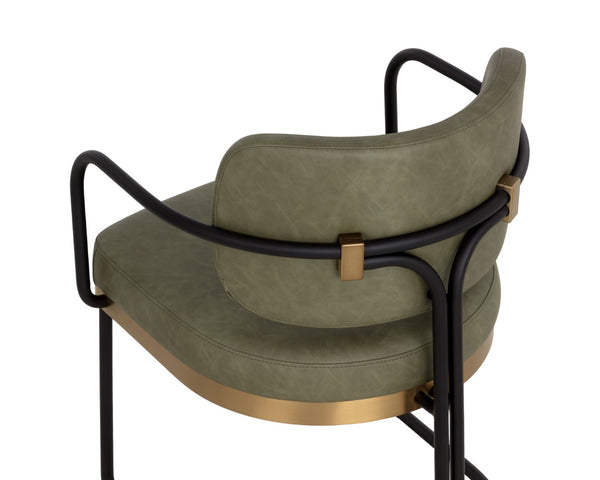 Sunpan JALEN Dining Armchair - Modern Elegance with Gold Accents, Comfortable Faux Leather & Durable Design 112393