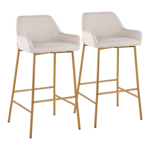 English Elm Contemporary Chrome Barstools with Camel Faux Leather Padded Seats for Kitchen Islands B202S00527
