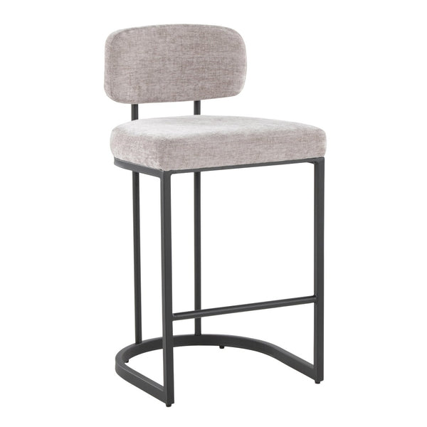 English Elm Fixed-height Barstools Powder Coated Steel Frame Brown Upholstered Seat Set of Two B202P471214