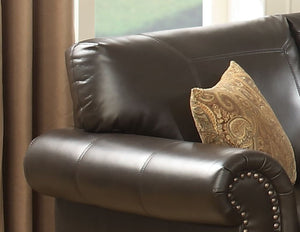 English Elm Sectional Leather Sofa With Antique Brass Trim, Durable Wooden Frame, Perfect For Family Gatherings And Comfort B347S00016-GIGA