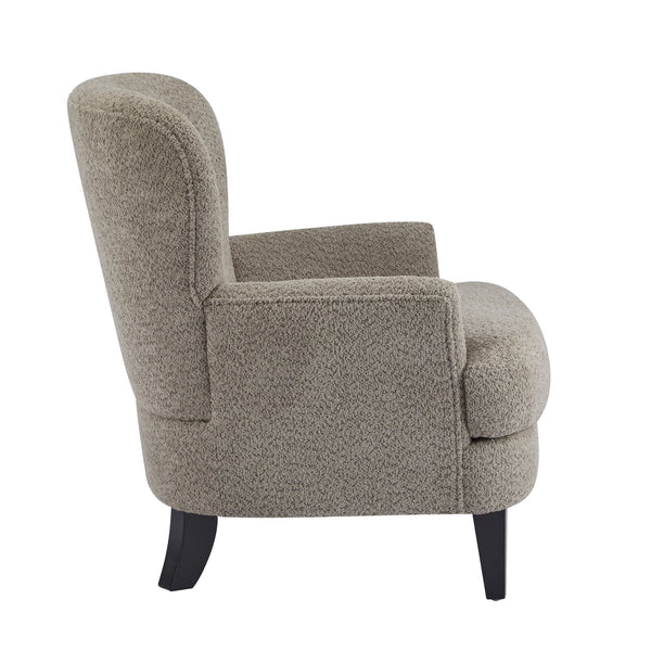 English Elm Christopher Knight Home® - Gerald Boucle Upholstered Club Chair with Tapered Birch Legs, Tonal Piping and Cozy Texture Black,Light Brown 32.25 L x 27.75 W x 20.75 H N776P243710D