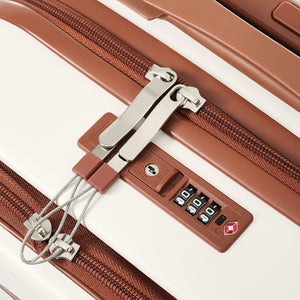 English Elm Luggage 3 Piece Abs Hard Shell Set with Usb Port Front Access and Spinner Wheels White N726P307555O