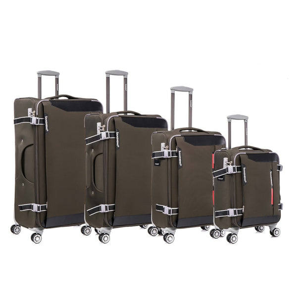 English Elm Softside Expandable Spinner Luggage Set Four Piece Lightweight Travel Collection Sage Green T3292P343901