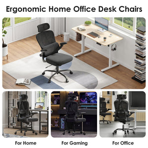 English Elm Ergonomic Mesh High Back Desk Chair with Lumbar Support Flip up Arms and Headrest Black T3623P434266