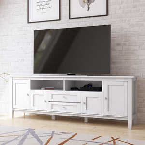 English Elm Warm Shaker 72" White Tv Media Stand - Handcrafted Solid Wood With Versatile Storage & Elegant Design B136P159717-GIGA