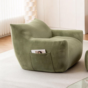English Elm Bean Bag Chair with Armrests Shredded Foam Fill Oversized Lounge Seat for Adults Green W5385P433244