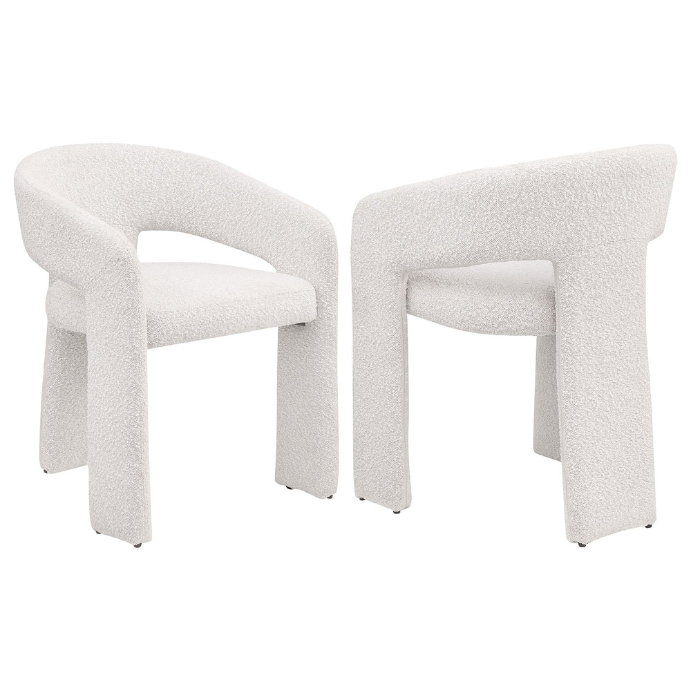 English Elm Cedral Cream Bouclé Dining Arm Chairs - Set of 2, Three-Leg Modern Design, Plush Rounded Back Comfort B062P299825