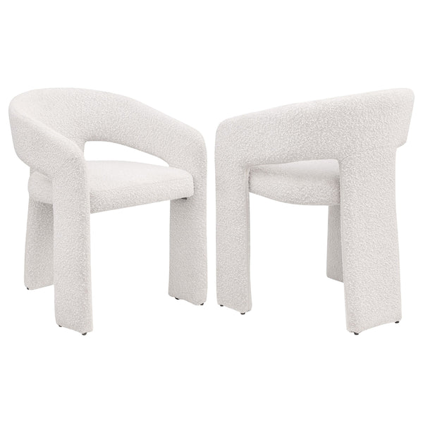 English Elm Cedral Cream Bouclé Dining Arm Chairs - Set of 2, Three-Leg Modern Design, Plush Rounded Back Comfort B062P299825