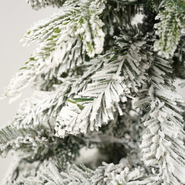 English Elm Christmas Snow Flocked Wreath Set with 9ft Garland & 6ft Tree, Warm LED Lights, 3-Piece Indoor Decor (100) PX283313AAW