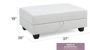 English Elm Stylish Contemporary Ottoman with Microfiber Upholstery, Durable 19"H x 38"W x 26"D Footrest & Seat White 37.8 L x 26.4 W x 15 H B078108152