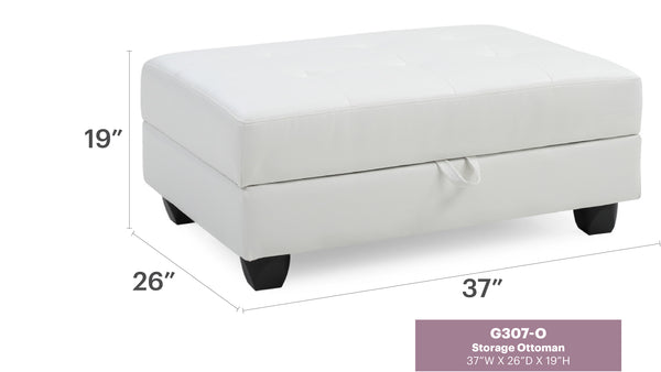English Elm Stylish Contemporary Ottoman with Microfiber Upholstery, Durable 19"H x 38"W x 26"D Footrest & Seat White 37.8 L x 26.4 W x 15 H B078108152