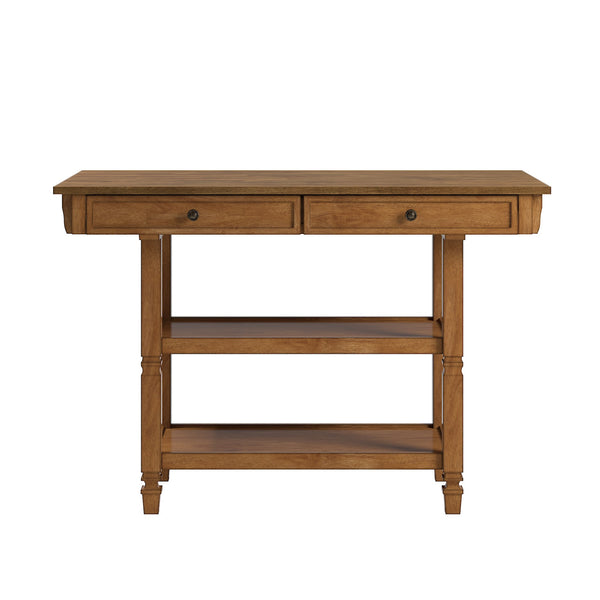 Watts Rubberwood Buffet with Two Drawers and Open Shelves for Dining Room Storage