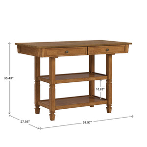 Watts Rubberwood Buffet with Two Drawers and Open Shelves for Dining Room Storage