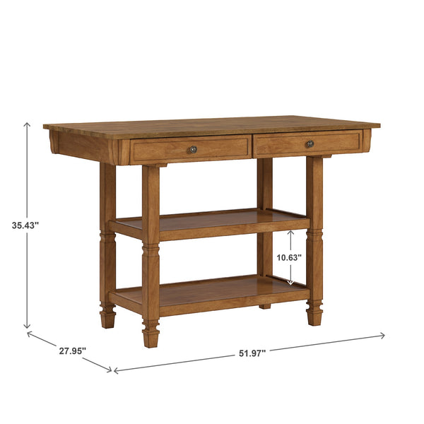 Watts Rubberwood Buffet with Two Drawers and Open Shelves for Dining Room Storage