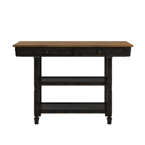 Watts Rubberwood Buffet with Two Drawers and Open Shelves for Dining Room Storage