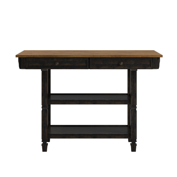 Watts Rubberwood Buffet with Two Drawers and Open Shelves for Dining Room Storage