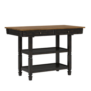 Watts Rubberwood Buffet with Two Drawers and Open Shelves for Dining Room Storage