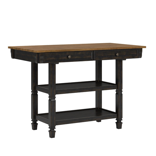 Watts Rubberwood Buffet with Two Drawers and Open Shelves for Dining Room Storage